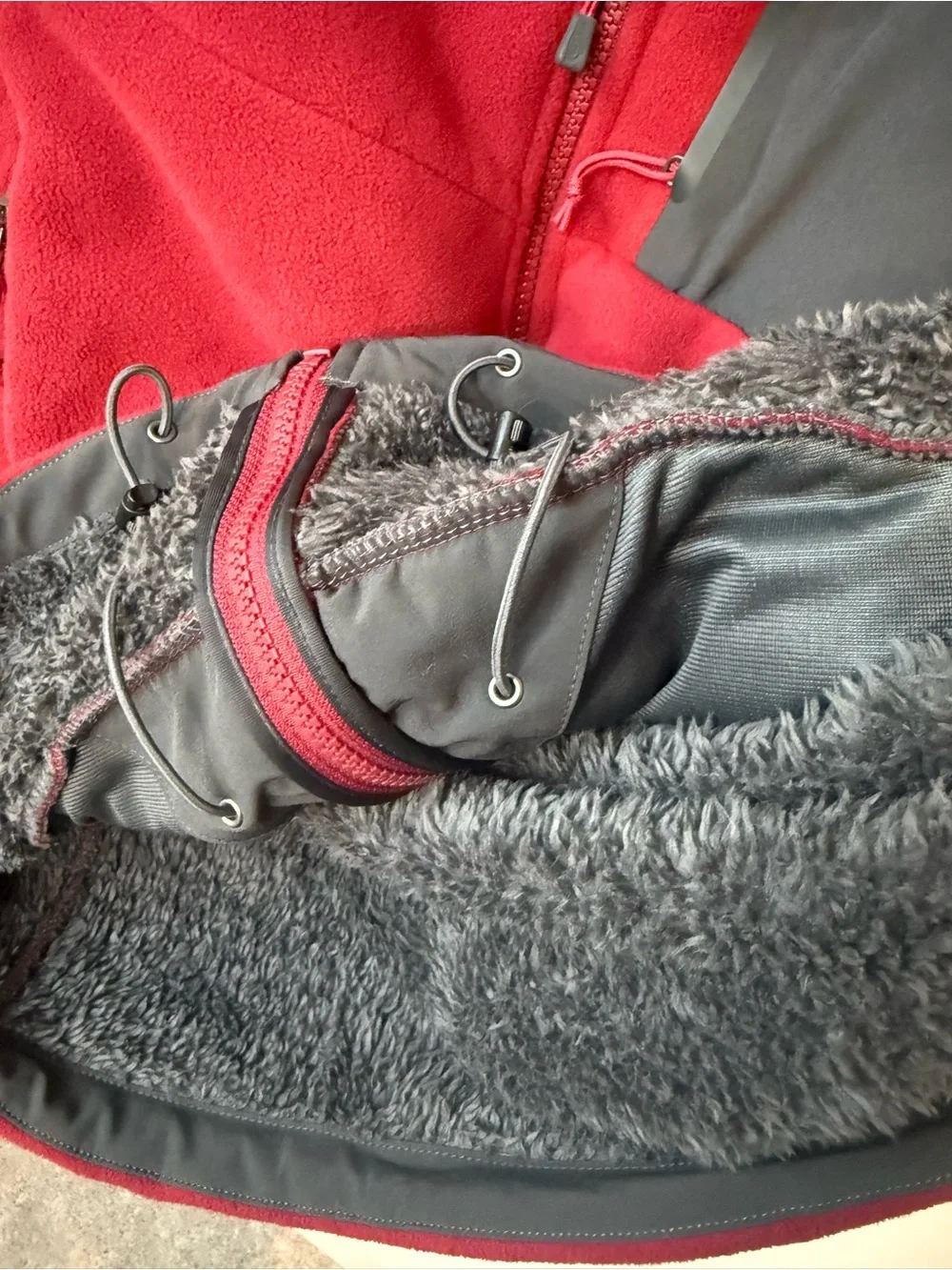 The North Face Men's Red Fleece Jacket with Sherpa Lining | S